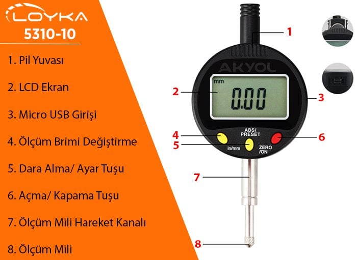 5310-10 dijital komparatör saati